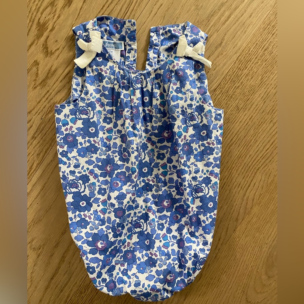 Jacadi floral romper with bows